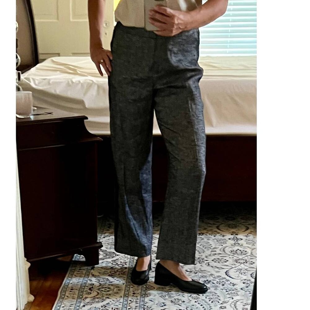 Kobi Halperin High Waisted Wide Leg Pants Black Linen 8